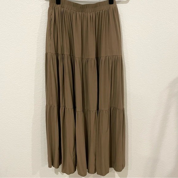Renaissance Light Brown Elastic Waist Swing Skirt with Pockets Size XL - Picture 6 of 15